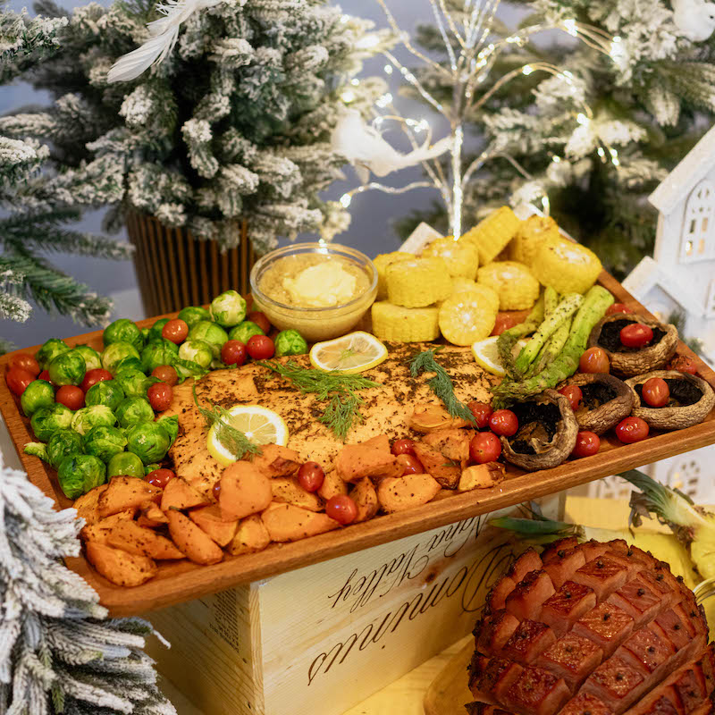 Christmas Buffet Catering: In the Holiday Spirit Feast with Oven-baked Salmon (from $940 for 20pax) (1 Nov-1 Jan 2024)